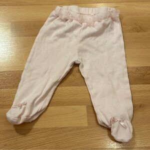 Pink Baby Footed Pants with Ruffle Trim